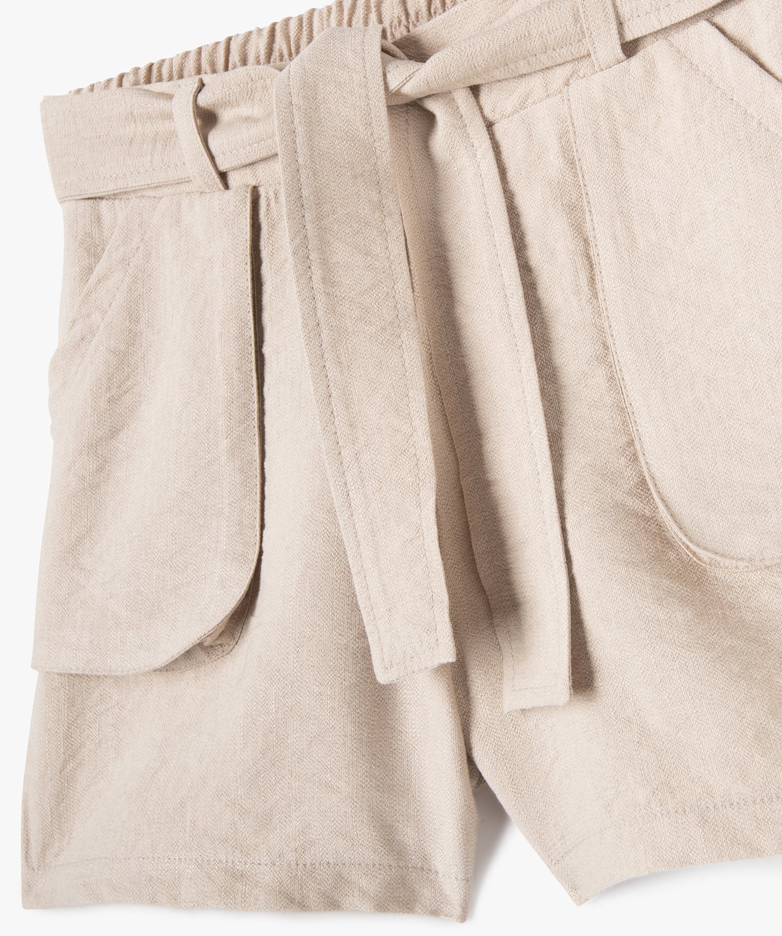 Short fille ample à taille haute beige | GEMO