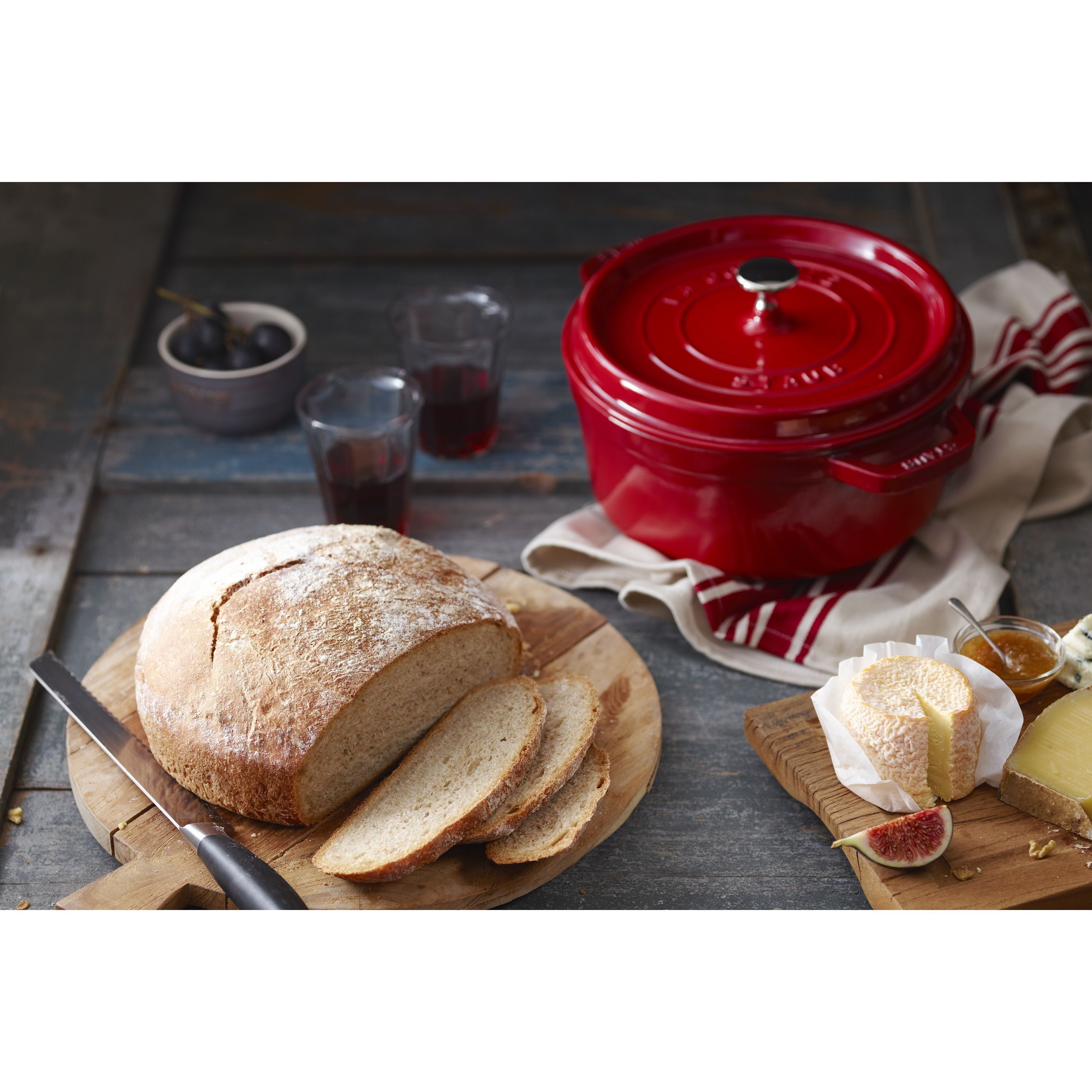 Cocotte 24 cm, rund, Kirsch-Rot, Gusseisen