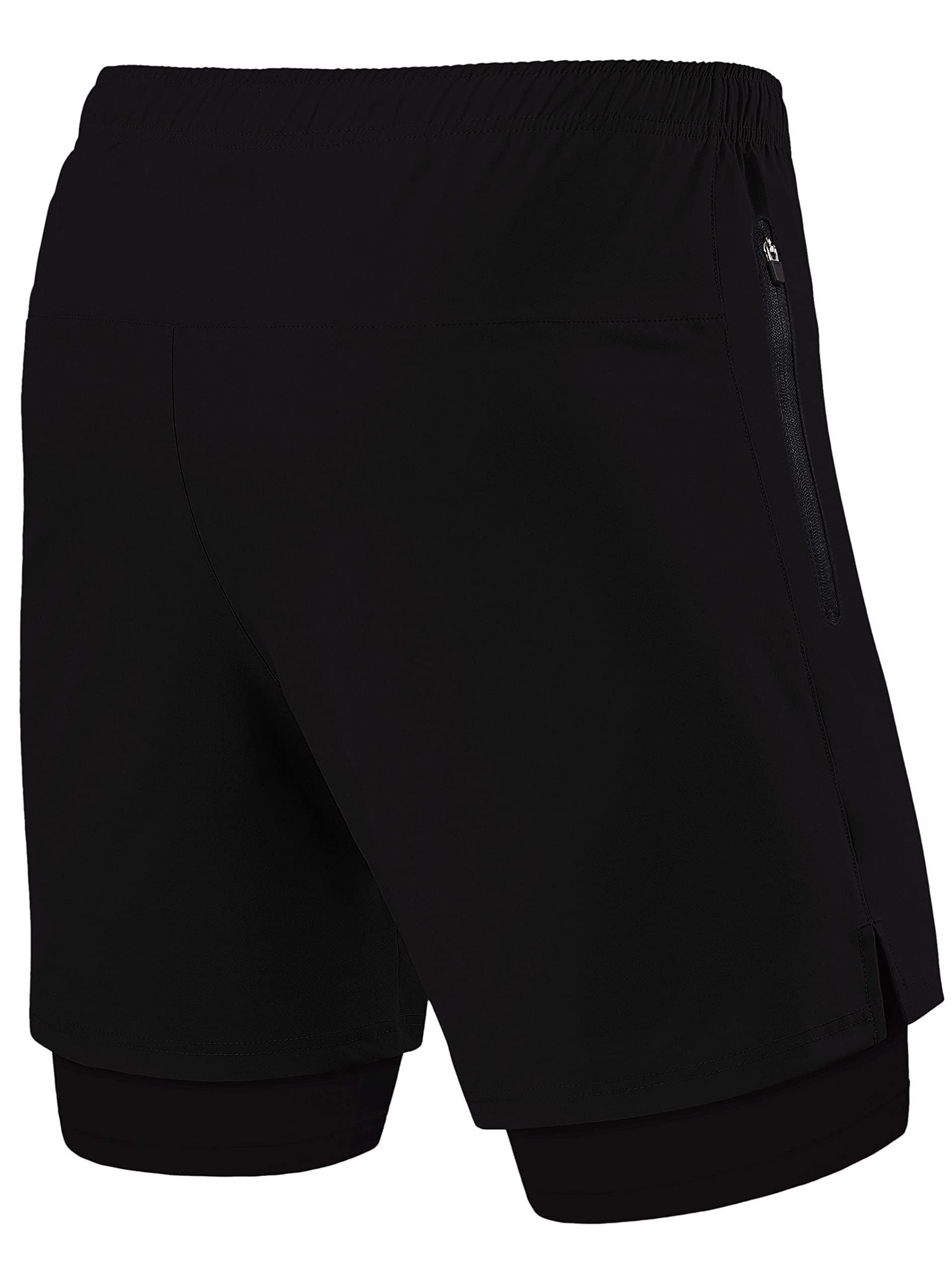 TCA Trainingsshorts TCA Herren 2-in-1 Laufhose mit Kompressionshose - Schwarz, XXL