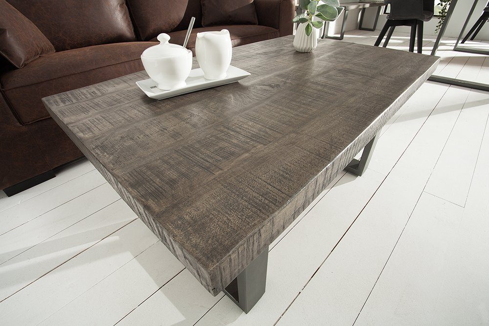riess-ambiente Couchtisch IRON CRAFT 100cm grau, Wohnzimmer · Massivholz · Metall · eckig · Industrial Design