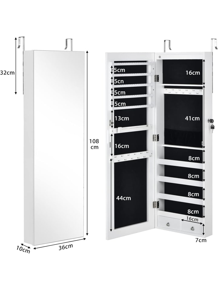 COSTWAY Schmuckschrank in Weiß günstig kaufen 36 cm
