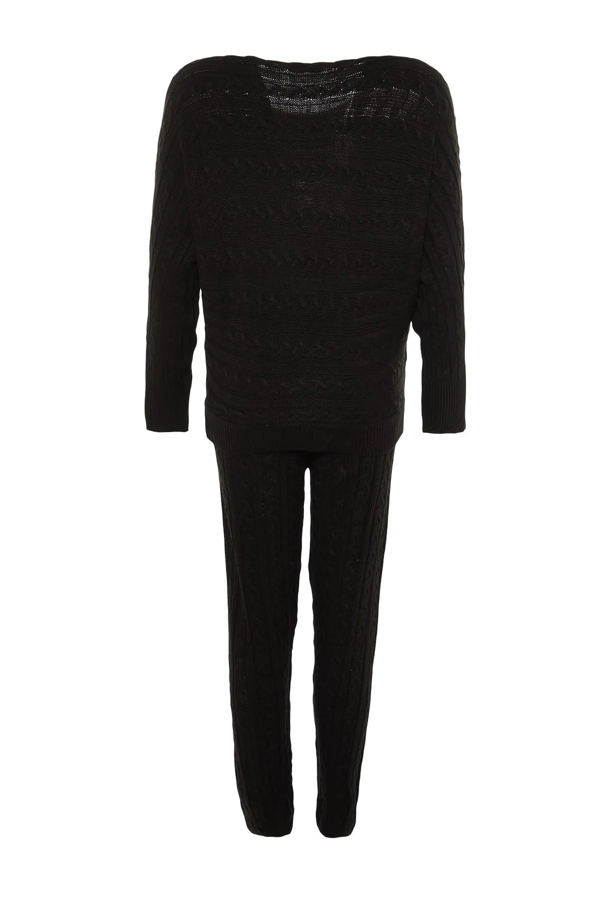 Trendyol Collection  Schwarzes Set aus Oberteil und Unterteil aus geflochtener Strickware THMAW22AU0495