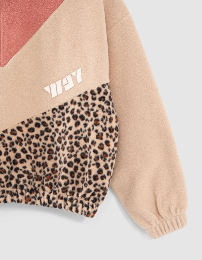 Sweat beige polaire esprit color block fille