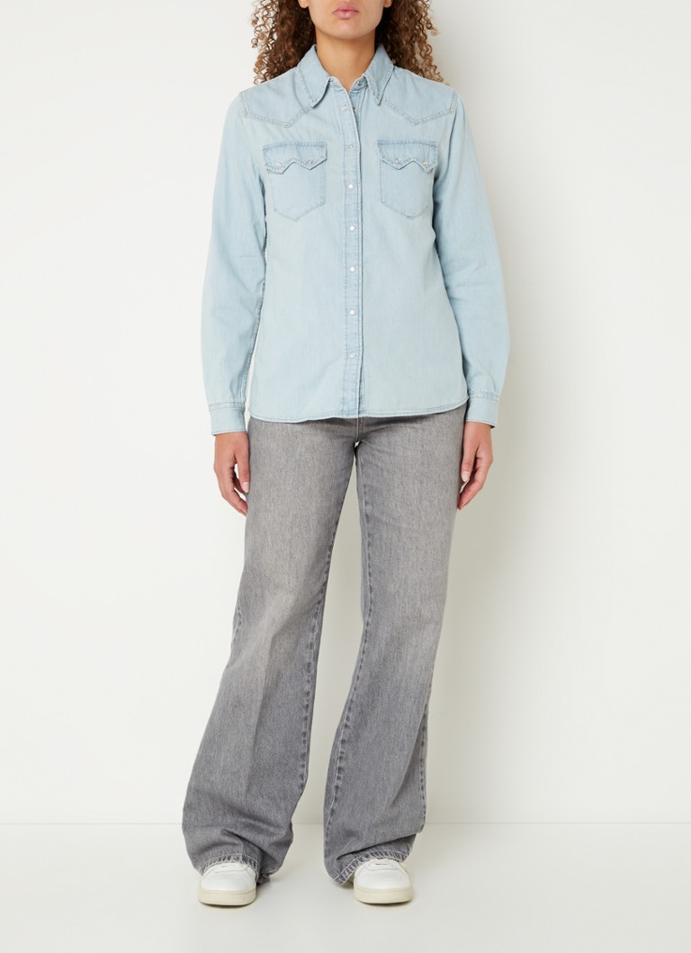 Benetton  Blouse van chambray met borstzakken