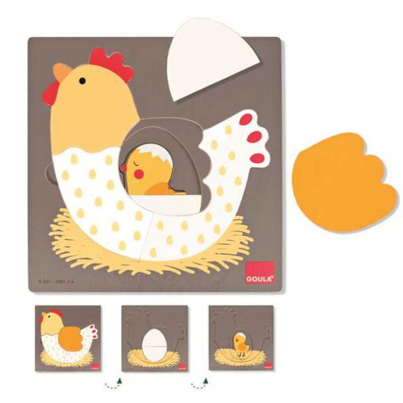Puzzle 3 niveaux poule Goula