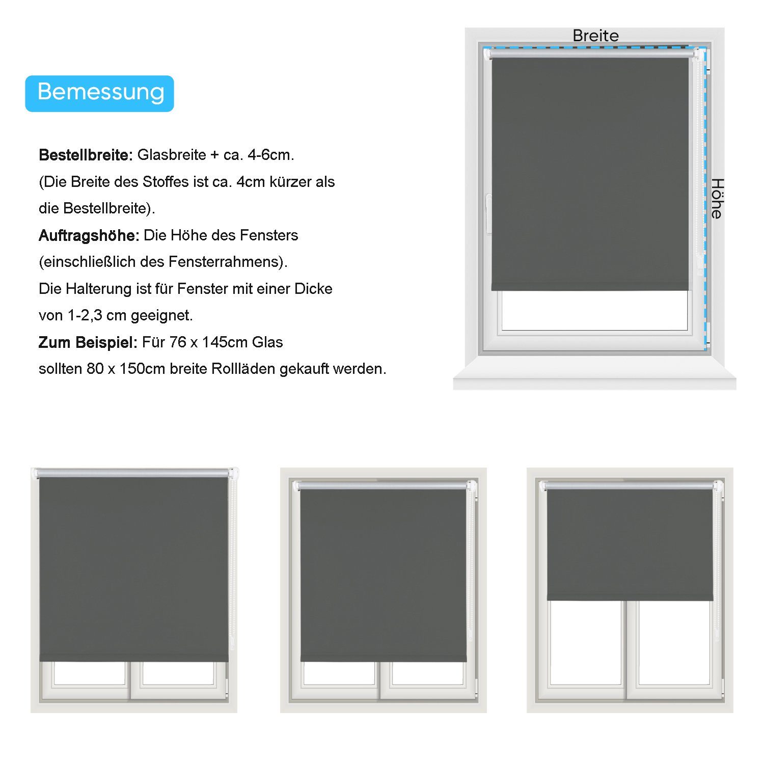 Rollo Verdunkelungsrollo Rollos für Fenster ohne Bohren Seitenzugrollo, Sekey, Klemmfix, Sonnenschutz Sichtschutz Thermo Rollo für Wohnzimmer, Schlafzimmer