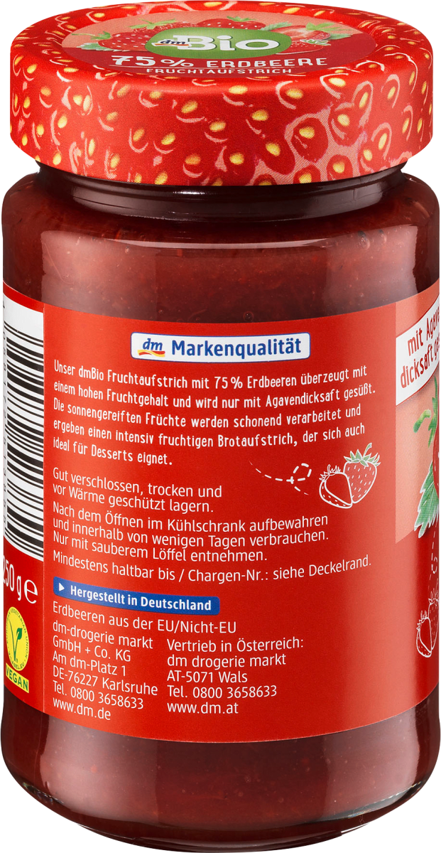 Fruchtaufstrich, Erdbeere 75 %, 250 g