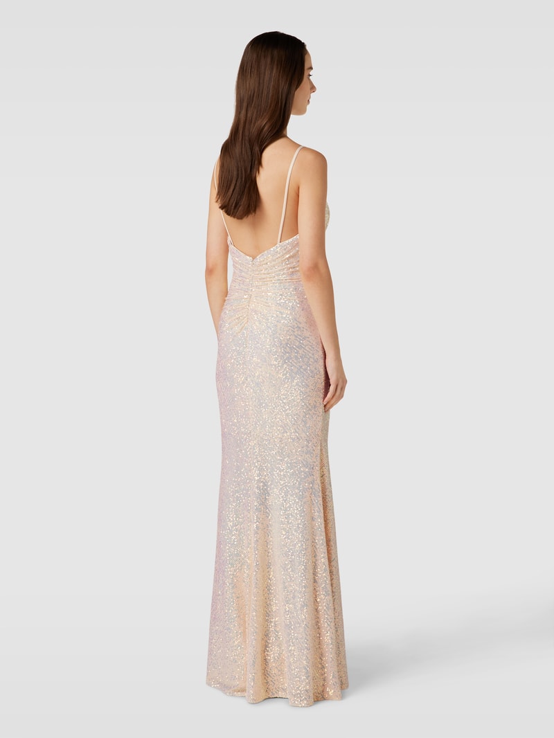 Abendkleid mit Paillettenbesatz in metallic beige
