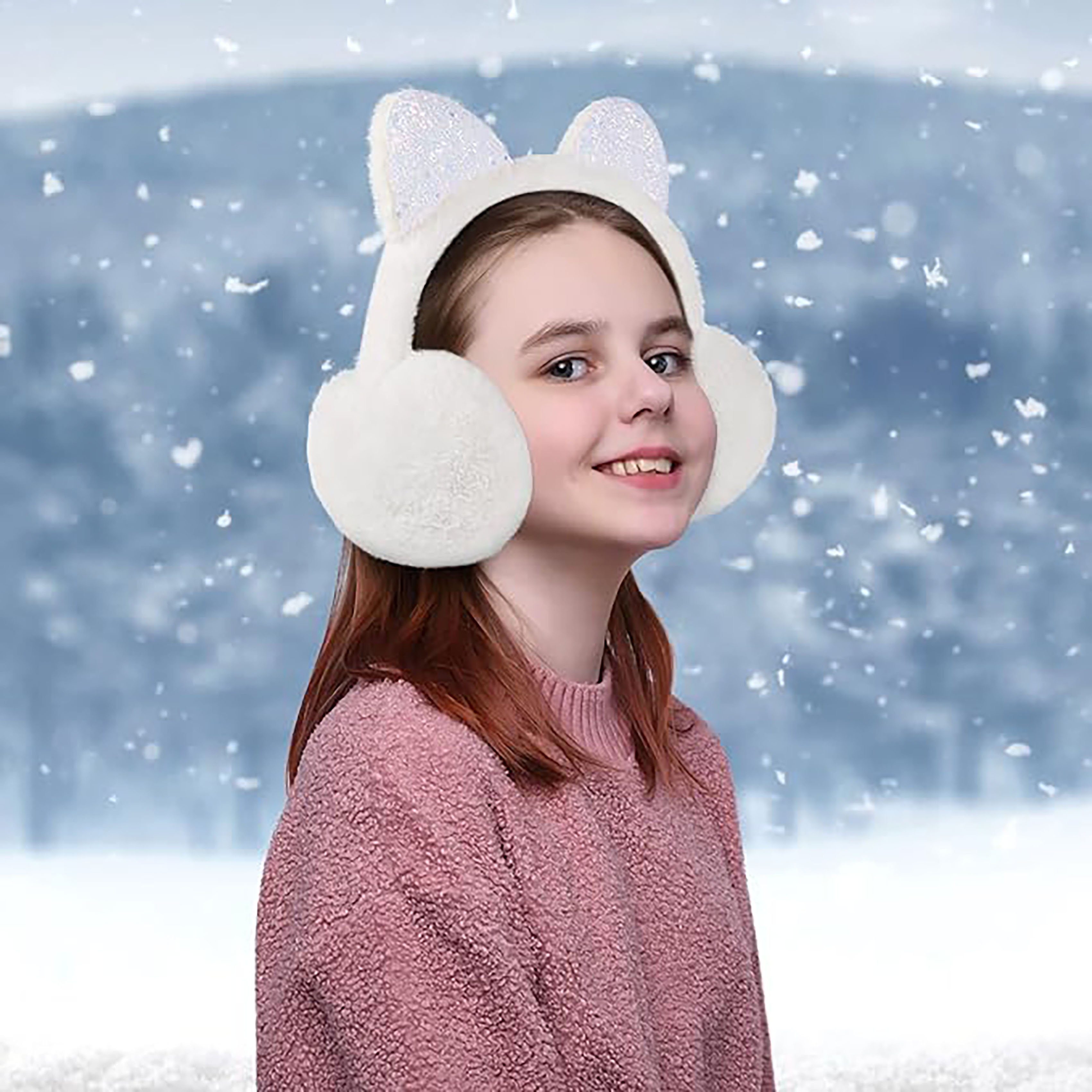 YYV Ohrenwärmer Süße Katzenohren-Ohrenschützer, weicher Ohrenwärmer (Winter-Plüsch-Ohrenschützer, Kopfbedeckung, Mädchen und Damen, warme Winter-Accessoires (weiß), 1-St)
