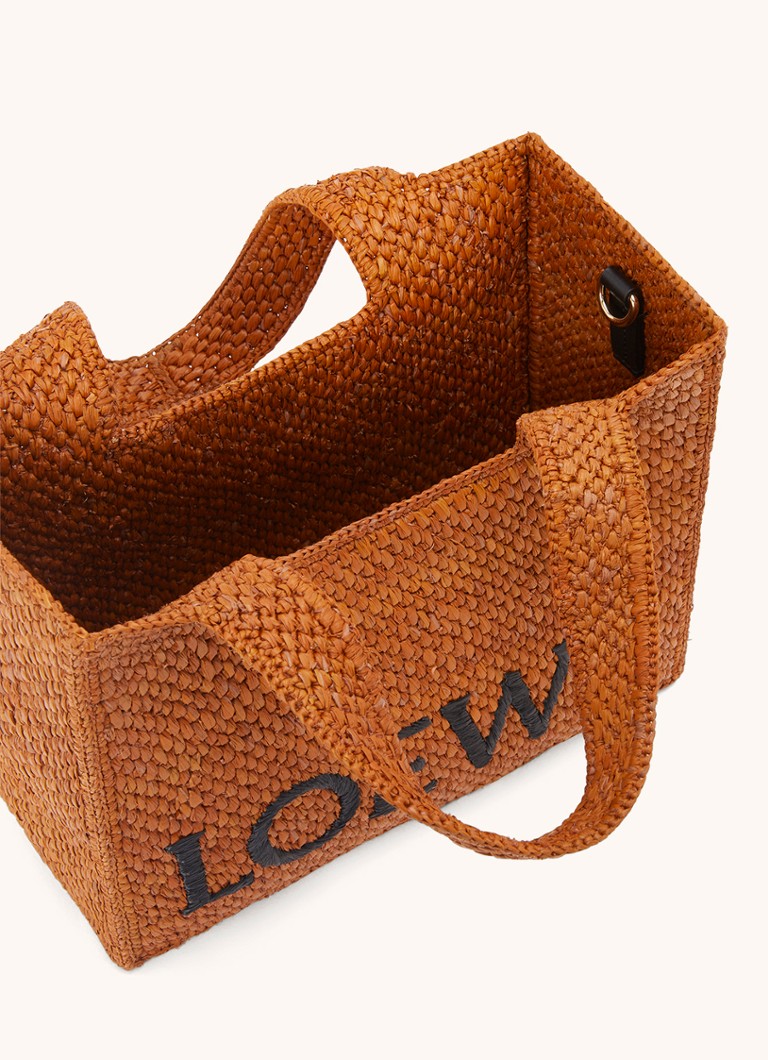 LOEWE Font Small raffia shopper with detachable shoulder strap