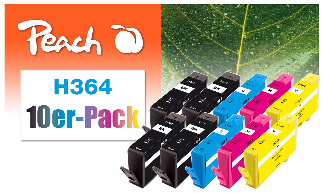 Peach 10er-Pack Tintenpatronen ersetzt HP No. 364