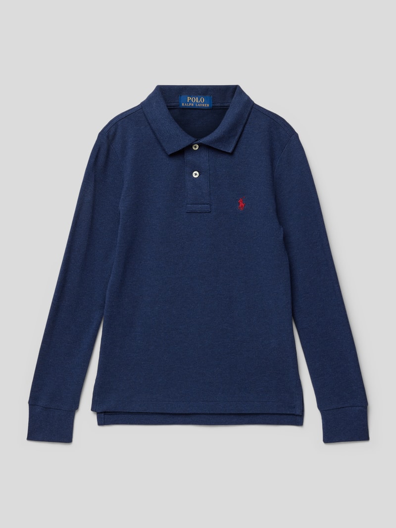 Poloshirt mit langen Armen in marineblau