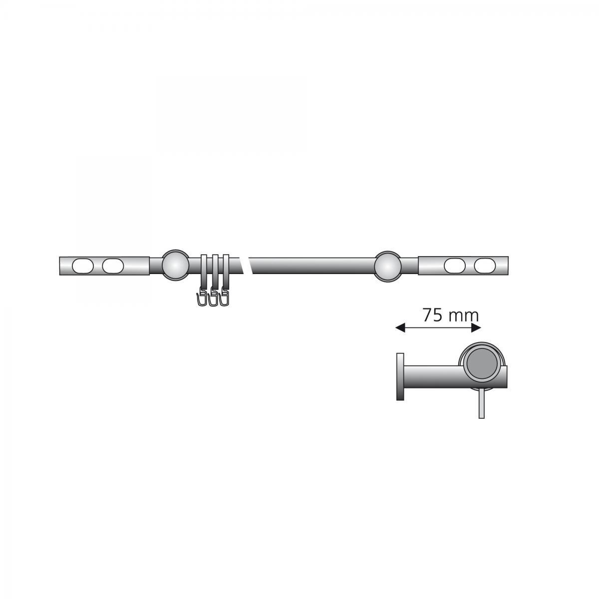 Bella Casa Gardinenstange, Stilgarnitur, Komplettgarnitur - Avo ø 20 mm 120 cm edelstahl-optik