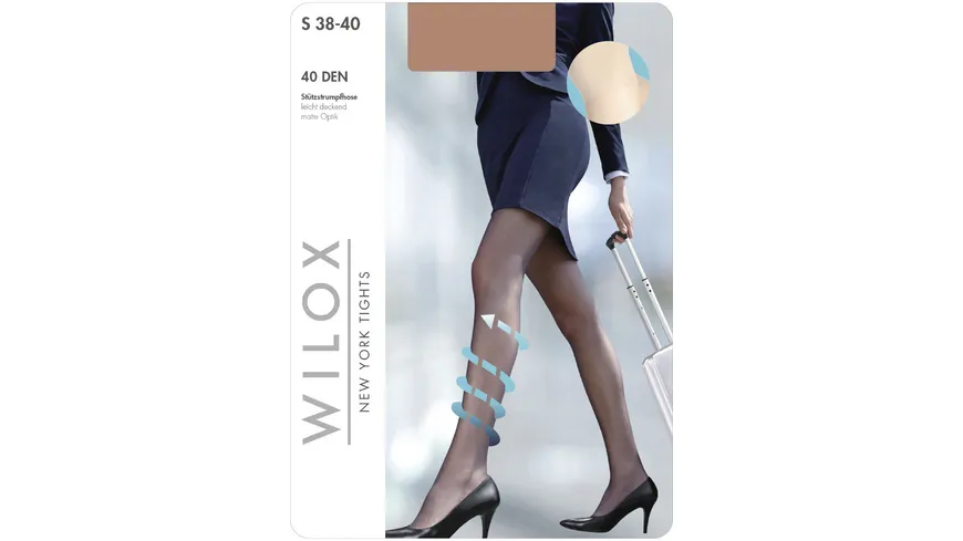 WILOX travel & work Damen Stützstrumpfhose NEW YORK 40 DEN champagner