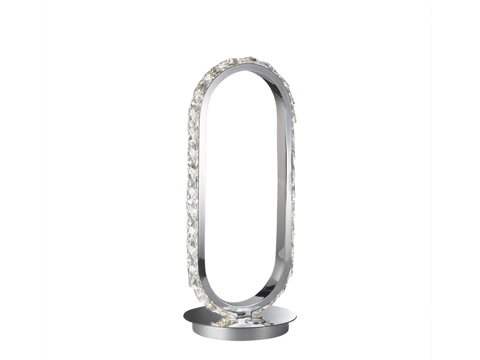 WOFI LED Nachttischlampe, Dimmer, LED fest integriert, Warmweiß, dimmbar, Designer Ring Lampen-Schirm Oval für Fensterbank, Höhe 31,5cm