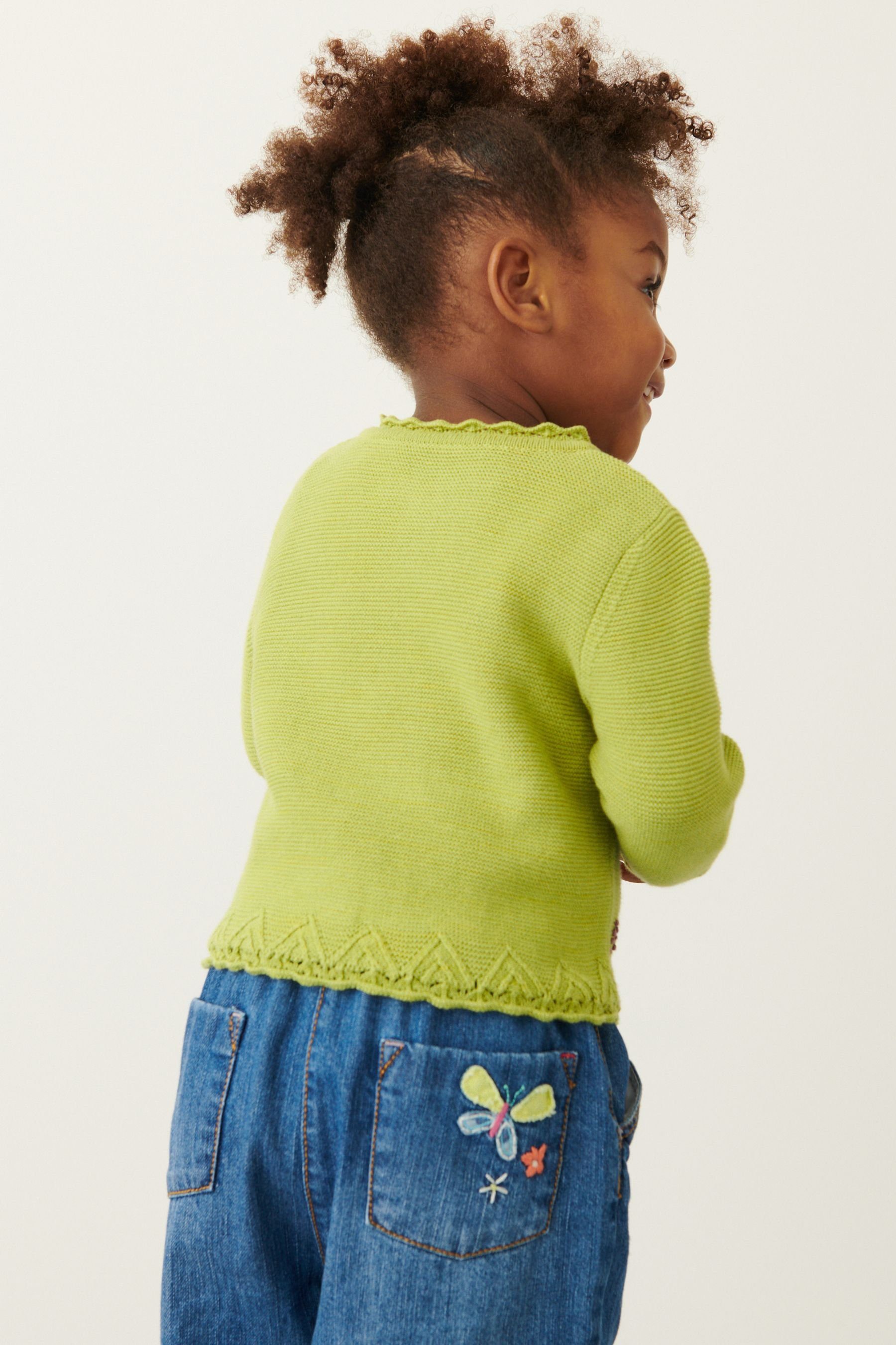 Next Strickjacke Strickjacke mit floralen Stickereien (1-tlg)
