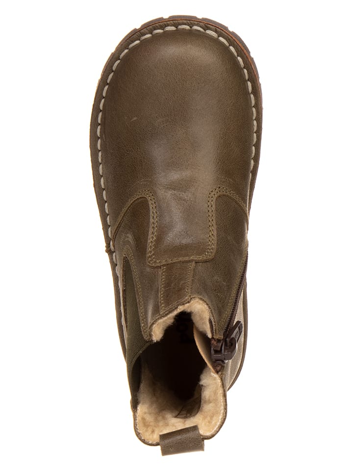 POM POM Leder-Chelsea-Boots in Khaki günstig kaufen