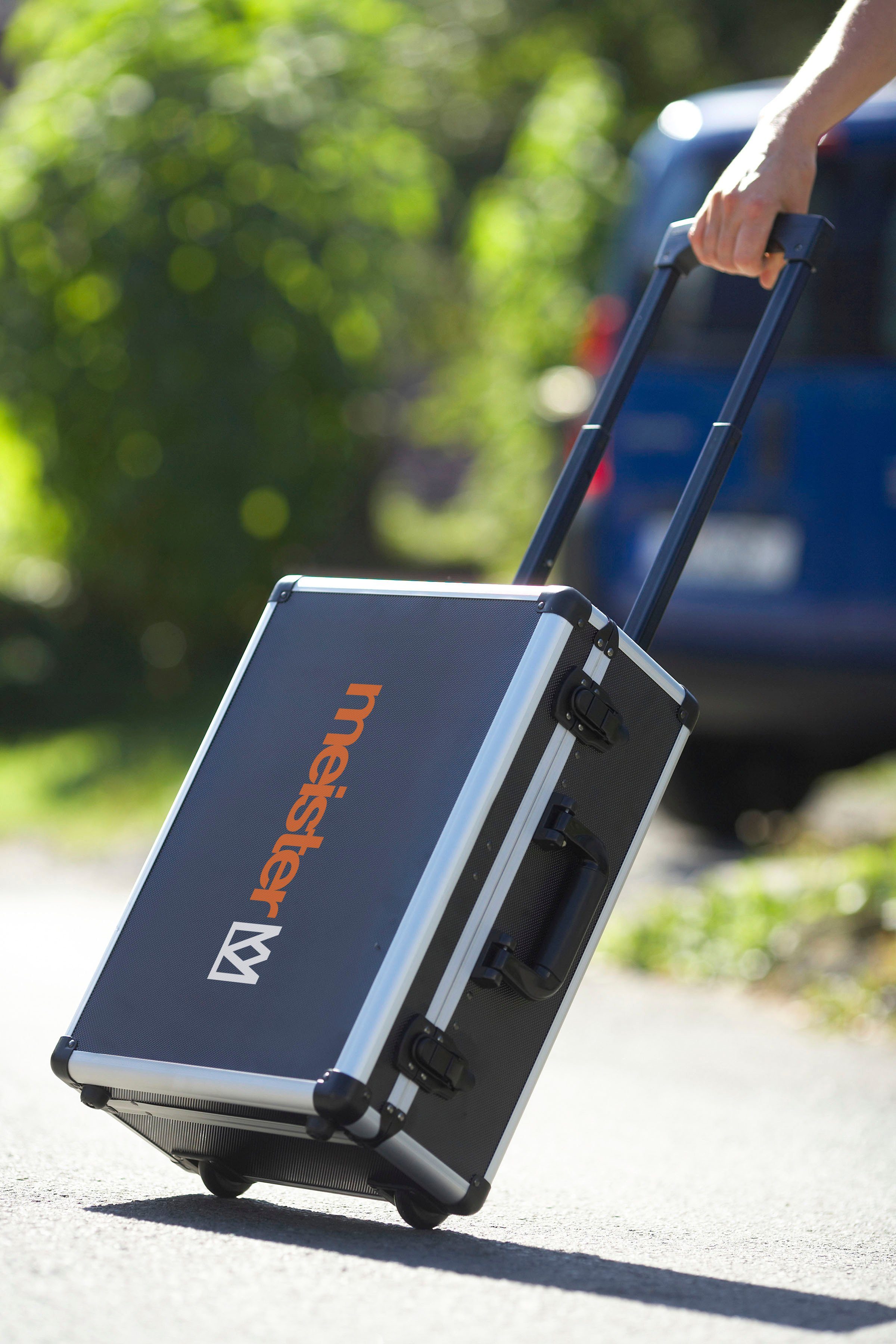 meister Werkzeugset Profi Werkzeugtrolley / 8971440, 156-teilig, mit Rollen und Teleskophandgriff
