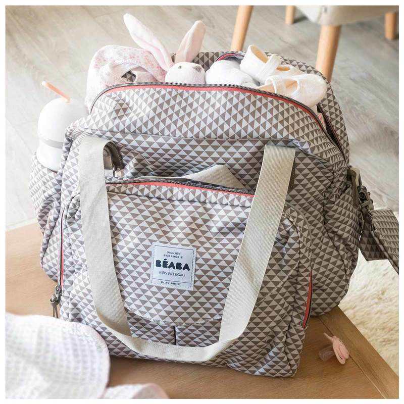 Sac à langer Genève II Play Print gris corail Beaba