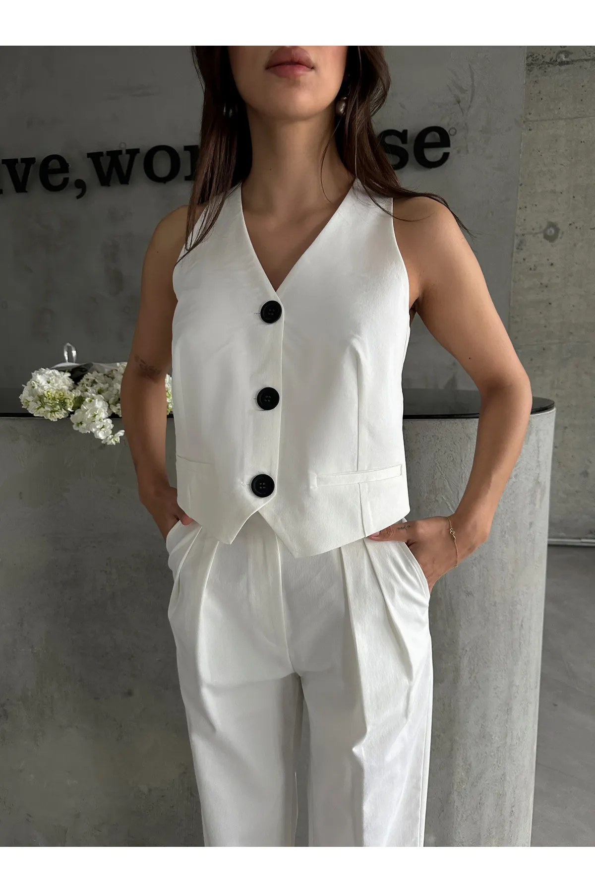 Laluvia  Weißes Set mit Weste und Hose
