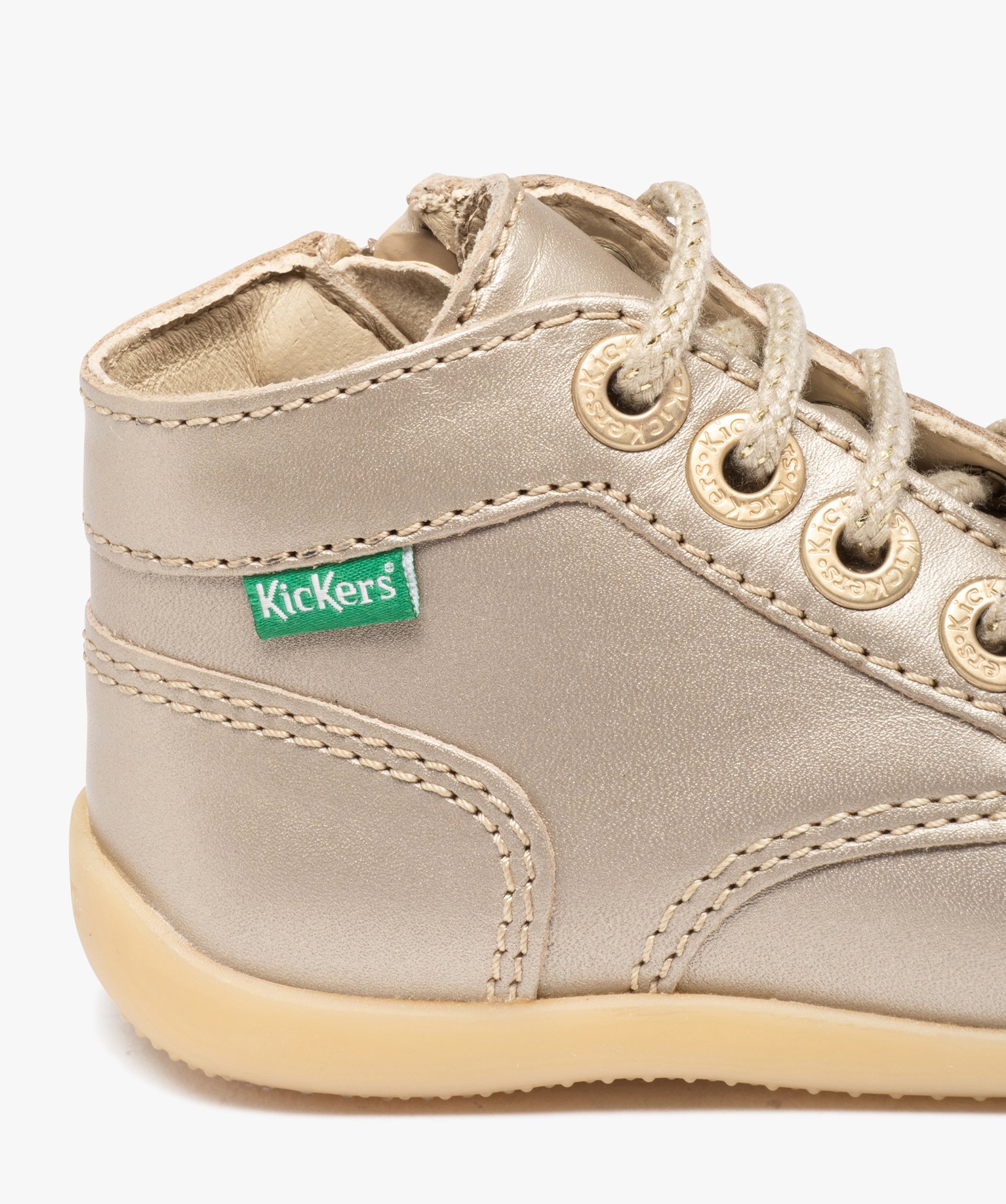 Bottillons premiers pas bébé fille en cuir Kickers or | GEMO