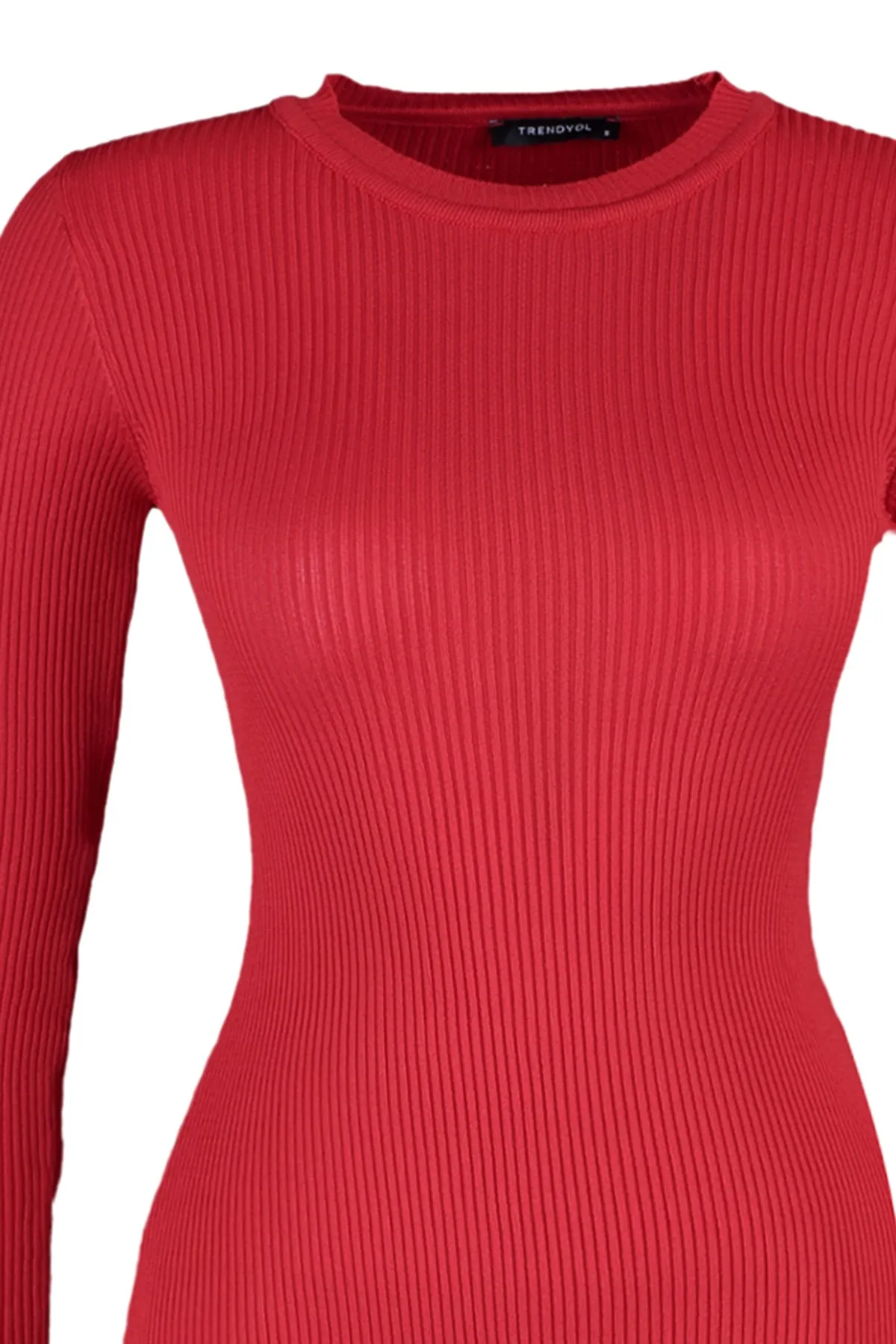 Trendyol Collection  Rotes Strickkleid mit Rundhalsausschnitt