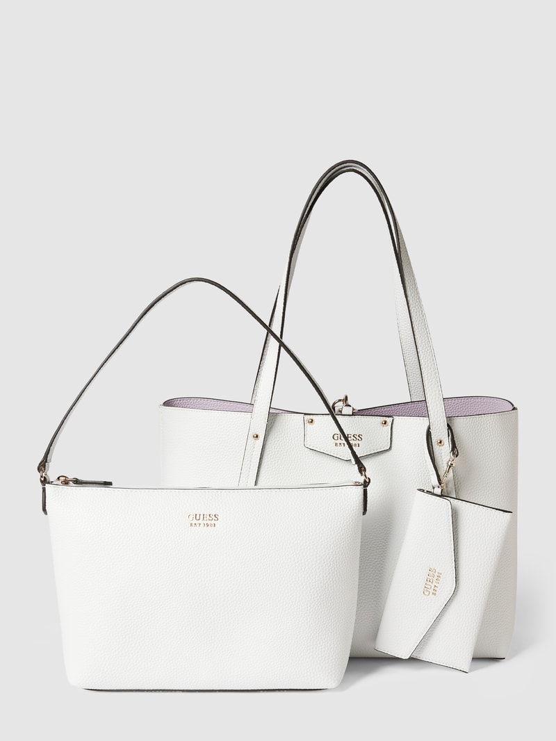 Tote Bag mit Label-Details Modell 'BRENDON' in weiß