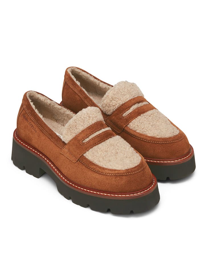 Marc O'Polo Shoes Leder-Mokassins in Hellbraun günstig kaufen