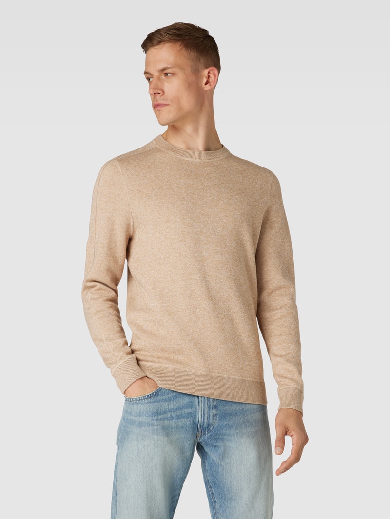 Strickpullover mit Rundhalsausschnitt Modell 'Onore' in beige