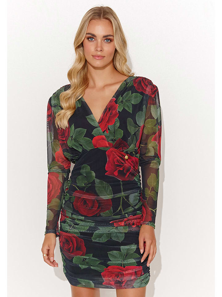 Makadamia Kleid in Schwarz/ Rot/ Grün günstig kaufen