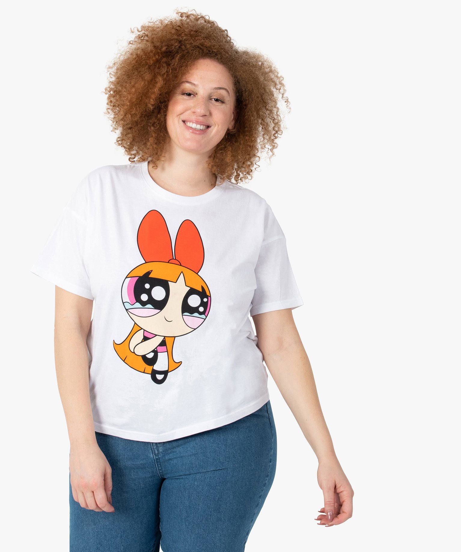 Tee-shirt femme grande taille avec motif XXL – Powerpuff Girl blanc | GEMO