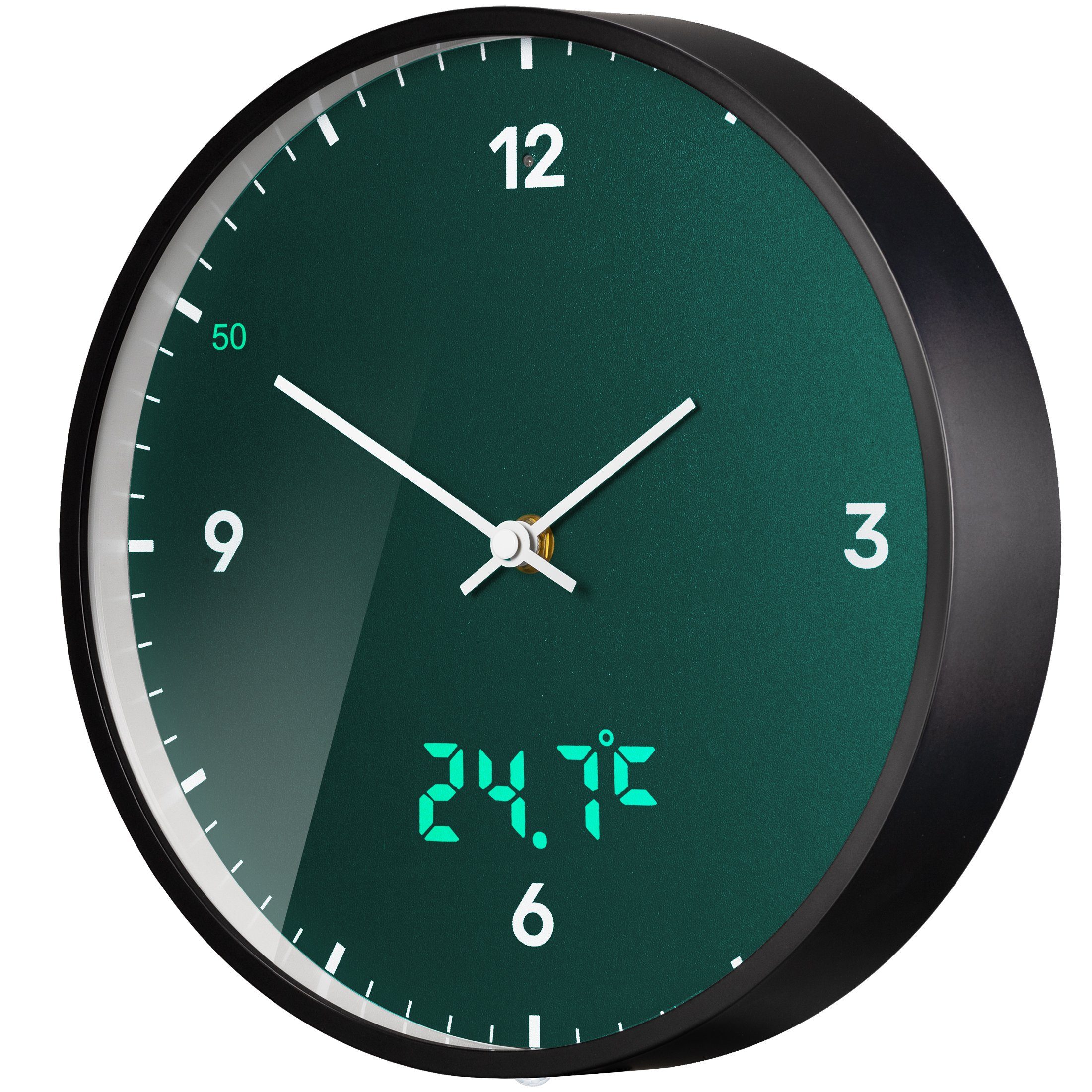 BRESSER Wanduhr BRESSER MyTime LEDsec Wanduhr 24 cm mit Temperatur
