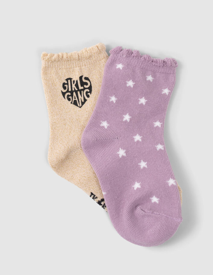Chaussettes dorées et parmes bébé fille