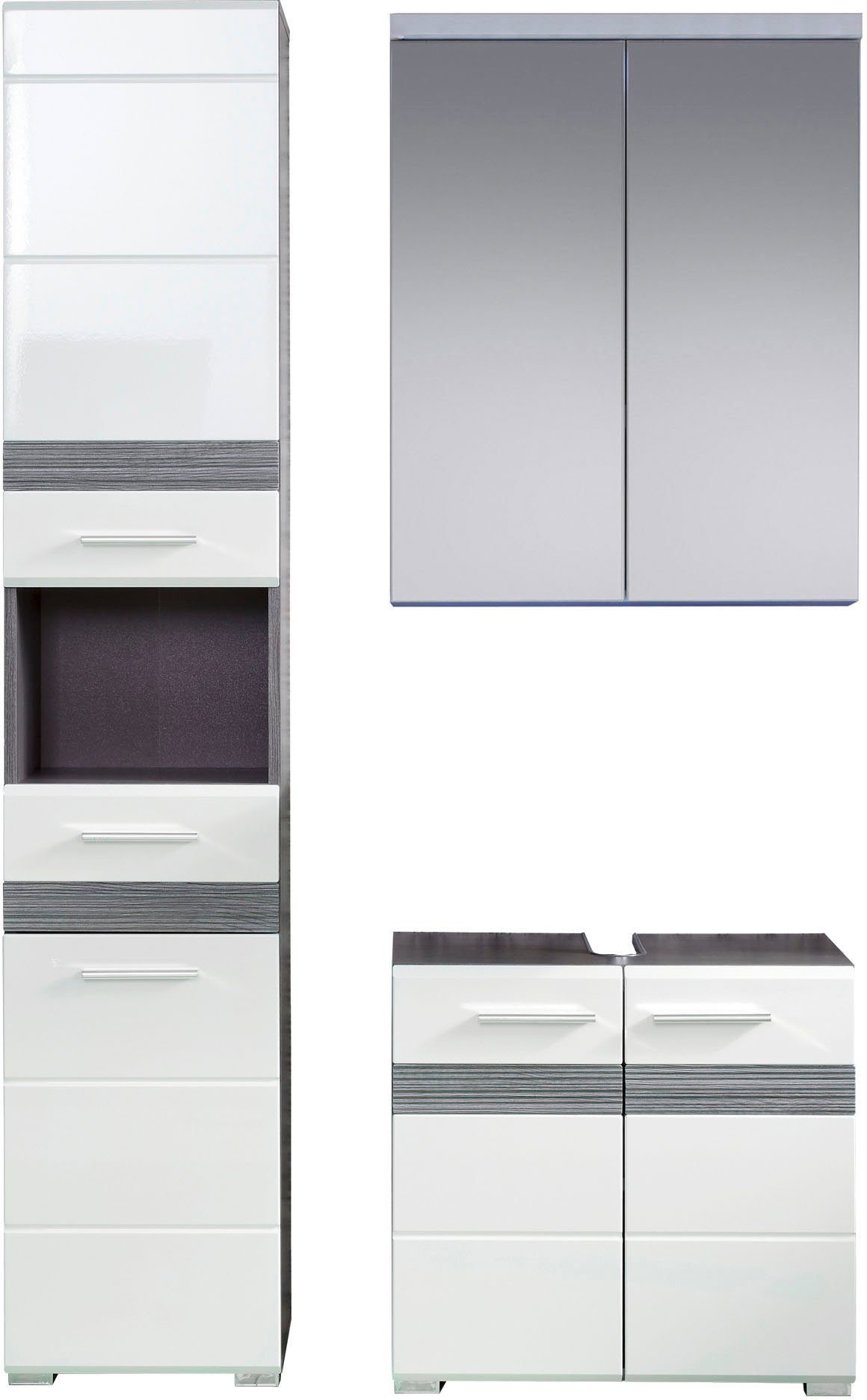 welltime Badmöbel-Set Toulon, (Set, 3-St), Sparset,3-tlg.,B/H/T: ca. 110 / 182 / 34 cm (bei 13 cm Typenabstand)