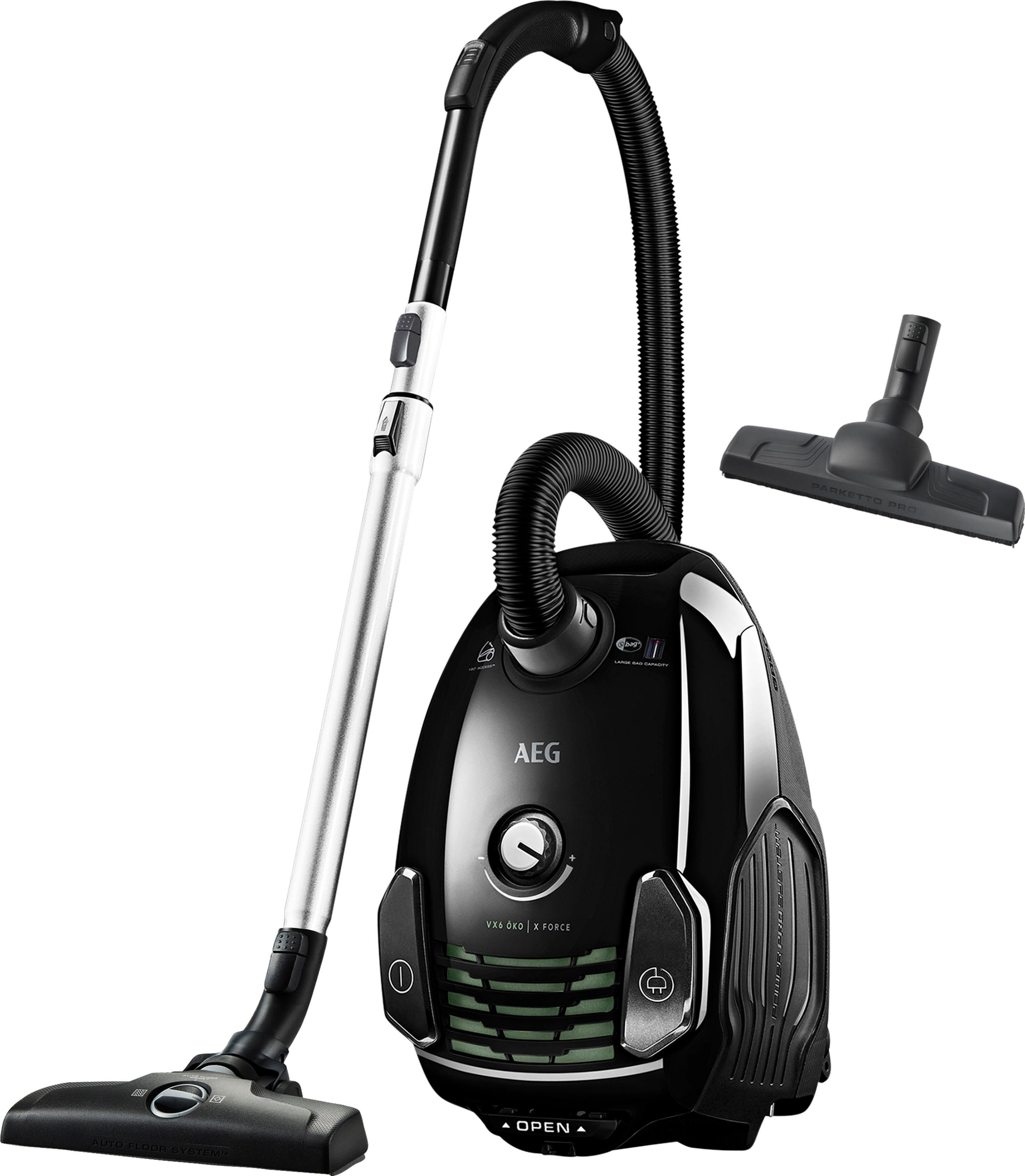 AEG Bodenstaubsauger VX6 ÖKO (VX6-2-ÖKOX), 650 W, mit Beutel, 60% Recyclingmaterial, 9 m Aktionsradius, inkl. Hartbodendüse