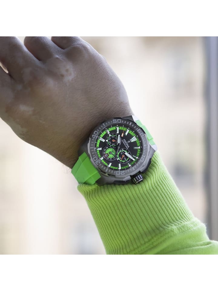 Festina Herrenuhr Chronograph Schwarz/Grün günstig kaufen onesize
