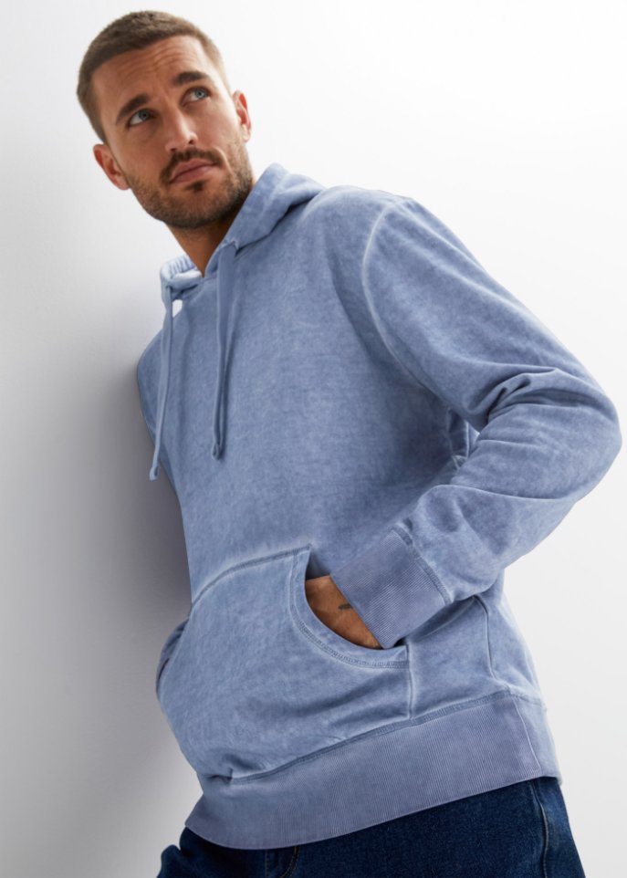 Kapuzensweatshirt in gewaschener Optik, Loose Fit