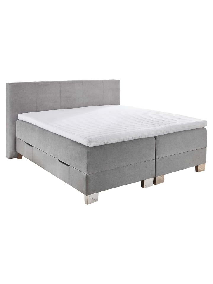 GMD Living Boxspringbett RINO mit Bettkasten in hellgrau günstig kaufen 140x200 cm