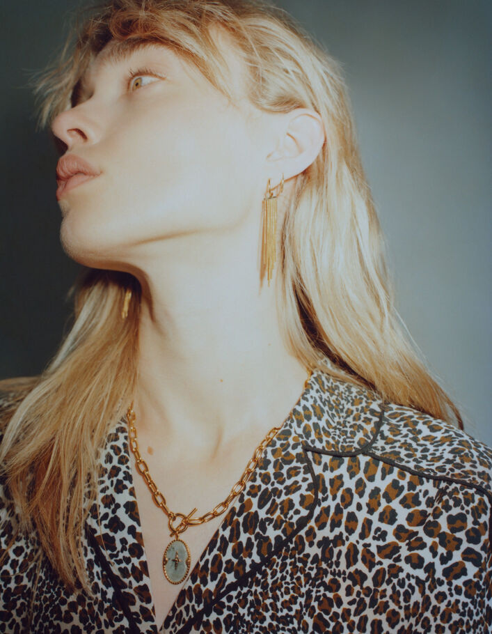 Collier chaînette médaillon avec croix Femme