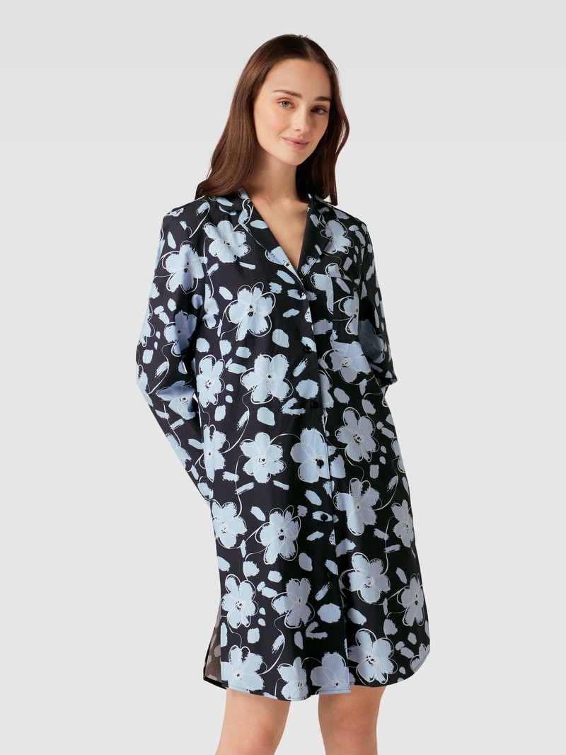 Nachthemd mit floralem Muster Modell 'Woven' in bleu