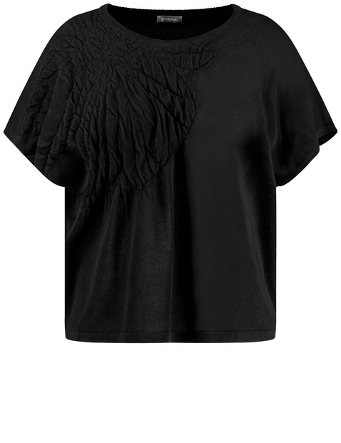 Kurzarmpullover mit Blüten-Intarsie