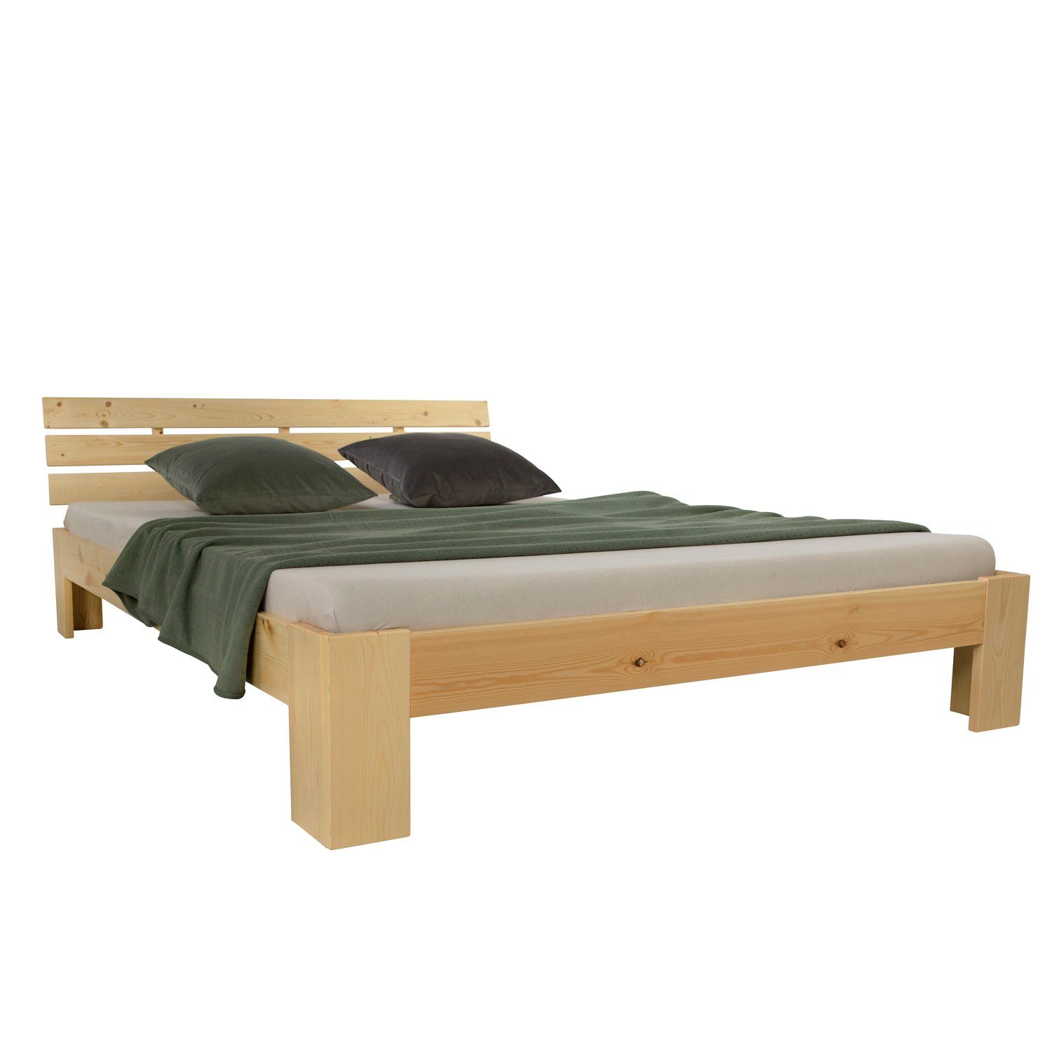 Homestyle4u Holzbett Doppelbett 120x200 Matratze Lattenrost Bettgestell