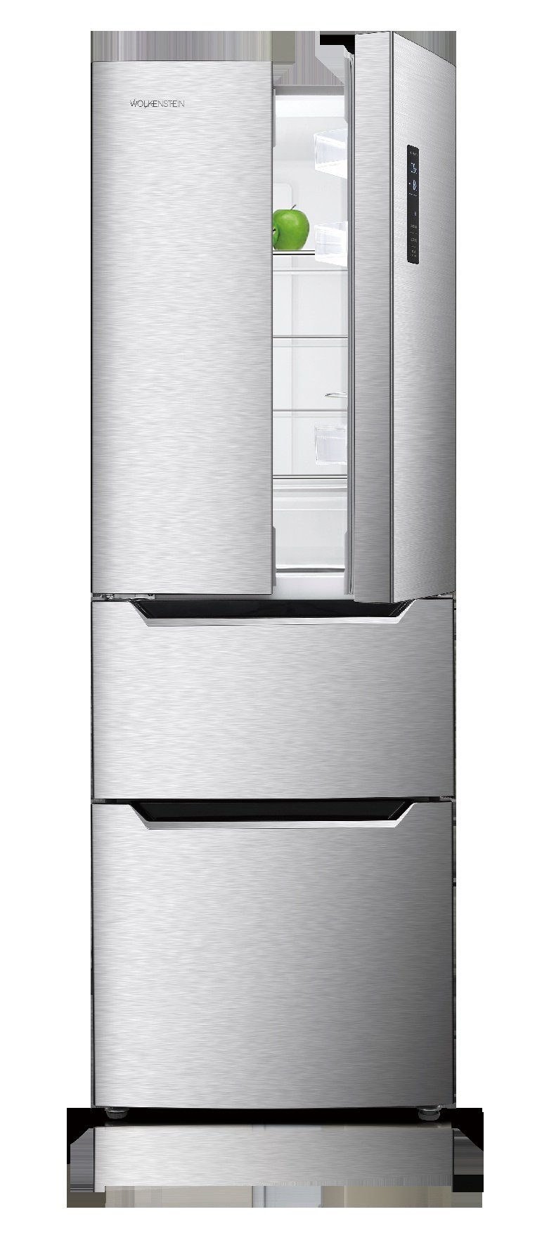 Wolkenstein Kühlschrank Wolkenstein FD351.4A++NF IX, 63.50 cm breit, Kontrollleuchte Betrieb, Kontrollleuchte Supergefrieren