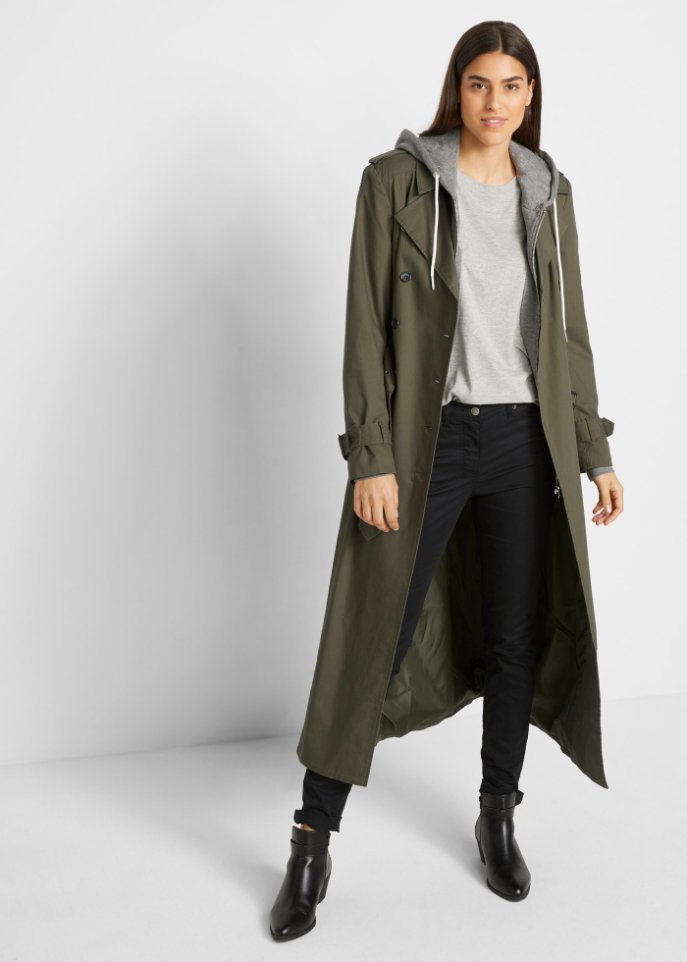 Long-Trenchcoat mit Taillengürtel