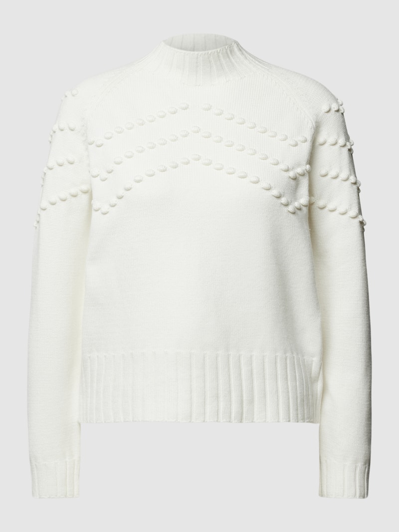 Strickpullover mit Stehkragen in offwhite
