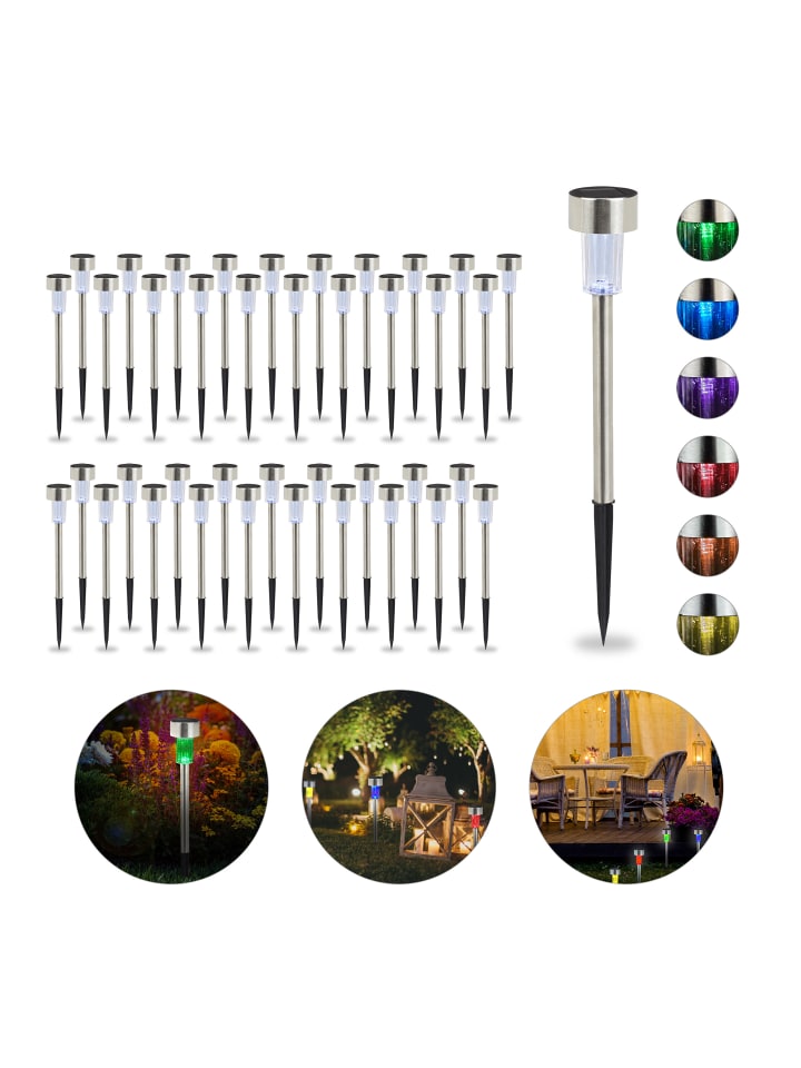 relaxdays 40x Solarleuchte in Silber günstig kaufen onesize