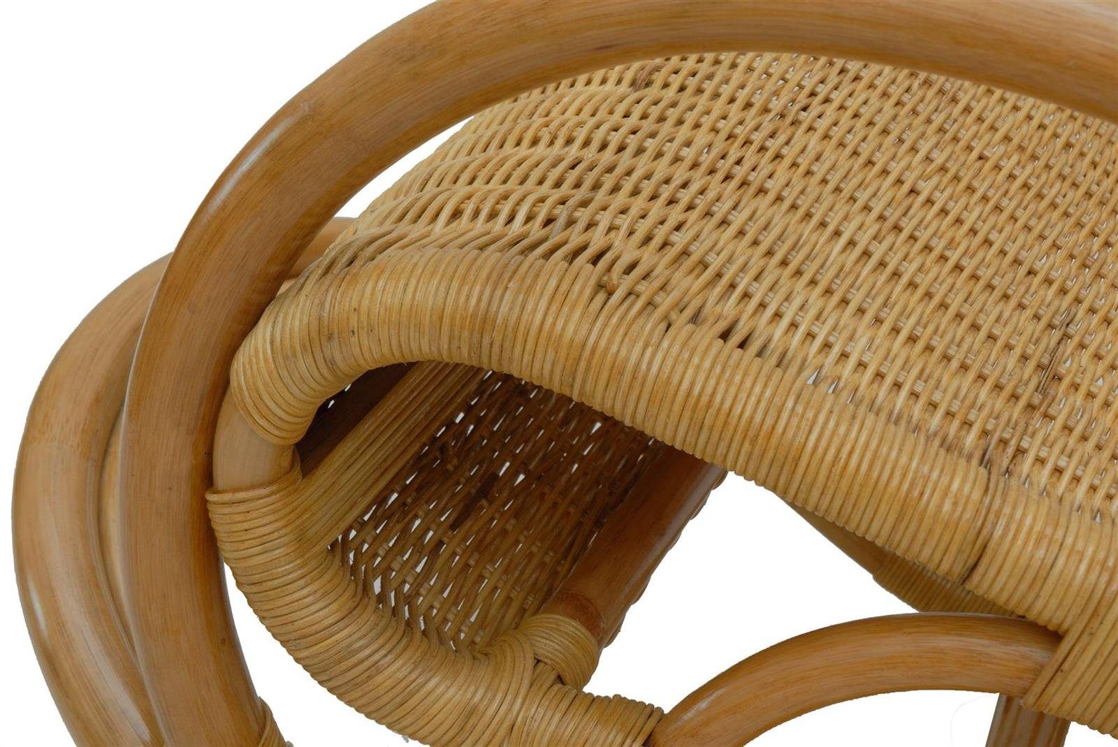 Krines Home Schaukelstuhl Luxor Schaukelstuhl Natur Rattan Schaukelsessel Relaxsessel, mit Polsterauflage