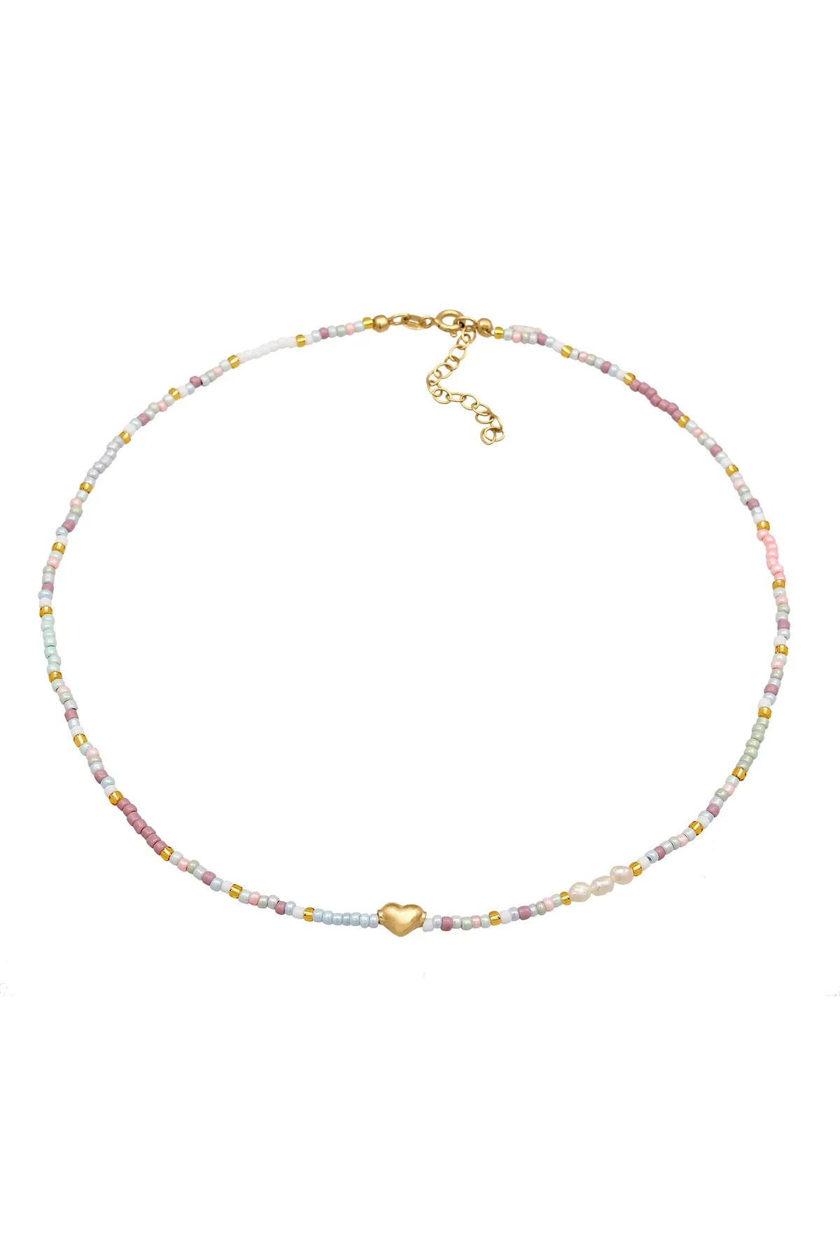 ELLI  Halskette Choker Herz Glasperlen Sommer Style 925 Silber