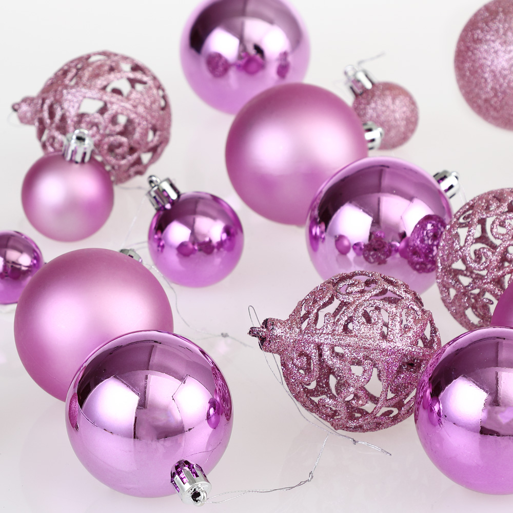 DEUBA Weihnachtsbaumkugeln 100 tlg 3/4/6cm rosa