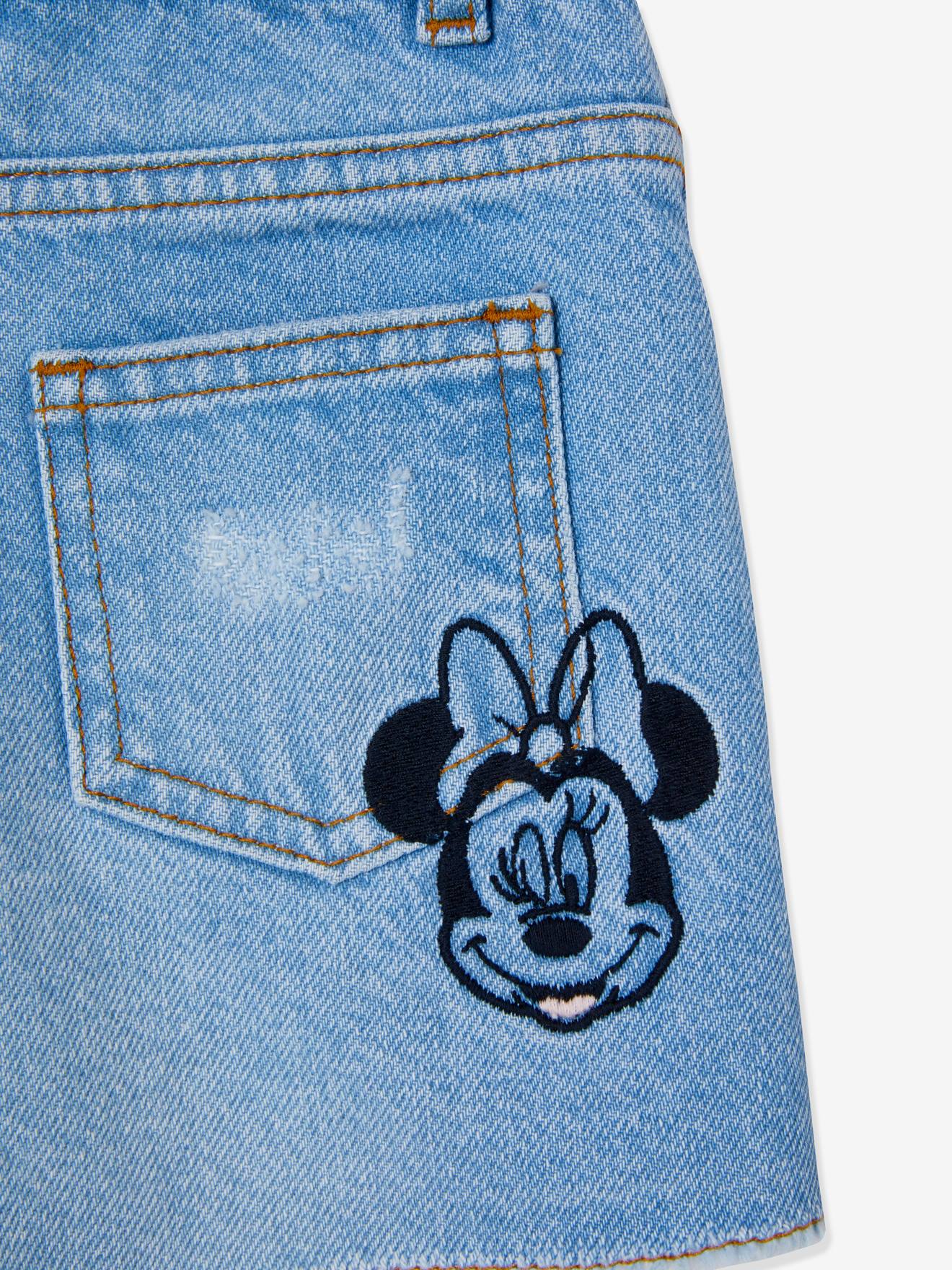 Short en jean brodé fille DS Minnie® denim bleached